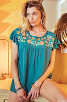 Teal Embroidered Blouse